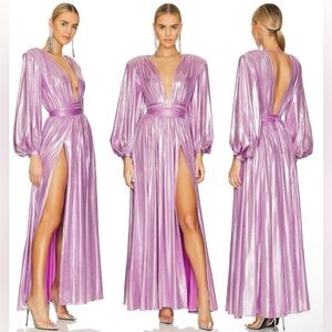 New! Bronx and Banco Zoe Lame Metallic Maxi Gown💜 Purple/Pink 💜 Medium
